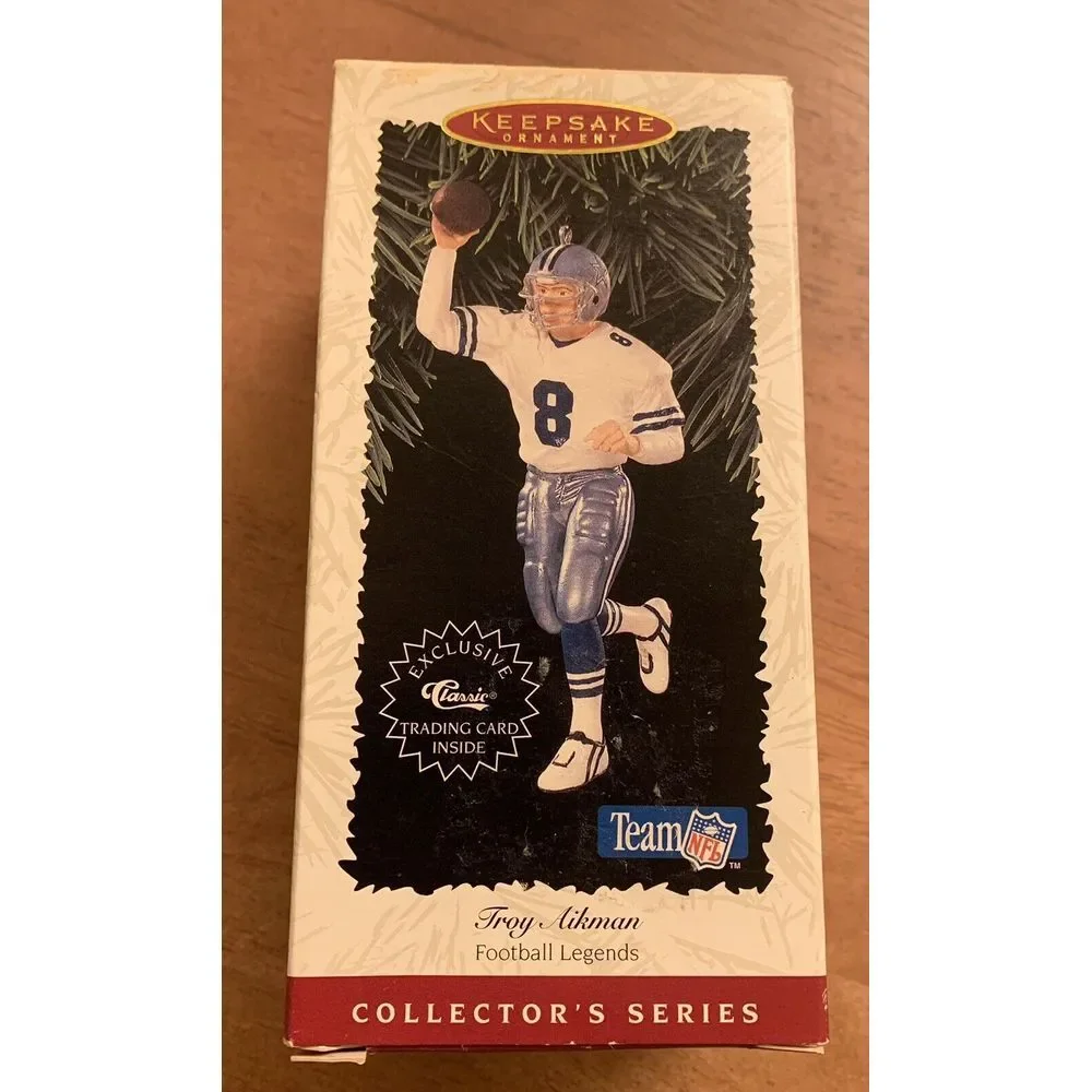 HALLMARK TROY AIKMAN KEEPSAKE ORNAMENT COLLECTOR SERIES W/‎ TRADING CARD 1996